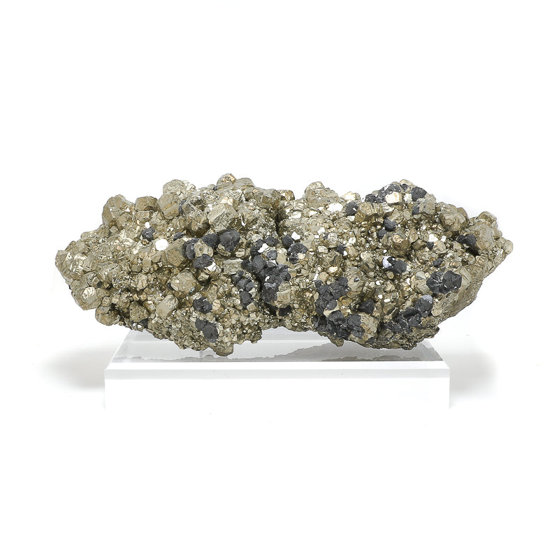 Pyrite with Sphalerite Natural Cluster from the Huanzala Mine, Huallanca District, Dos de Mayo Province, Huánuco Department, Peru mounted on a bespoke stand | Venusrox
