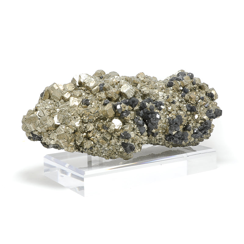 Pyrite with Sphalerite Natural Cluster from the Huanzala Mine, Huallanca District, Dos de Mayo Province, Huánuco Department, Peru mounted on a bespoke stand | Venusrox