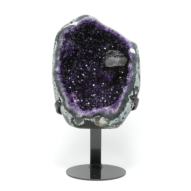 Amethyst with Calcite Polished/Natural Cluster from Uruguay mounted on a bespoke stand | Venusrox
