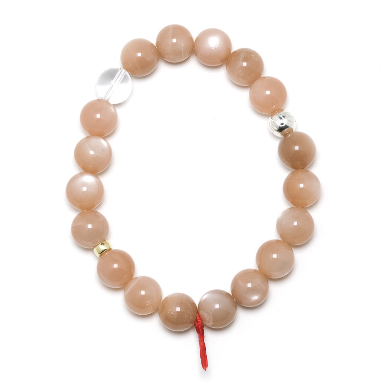 Peach Moonstone Bead Bracelet from India | Venusrox