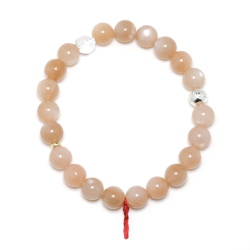 Peach Moonstone Bead Bracelet from India | Venusrox