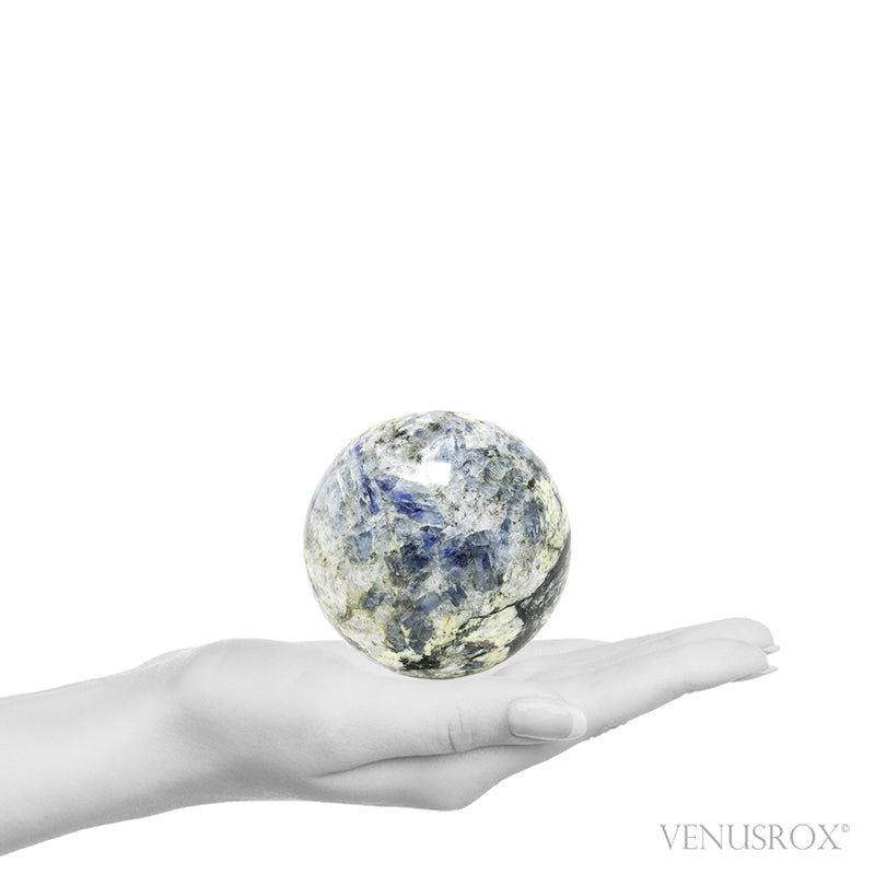 Blue Kyanite with Staurolite in Quartz & Mica Schist Polished Sphere from Pizzo Forno, Chironico Valley, Faido, Leventina, Ticino, Switzerland | Venusrox