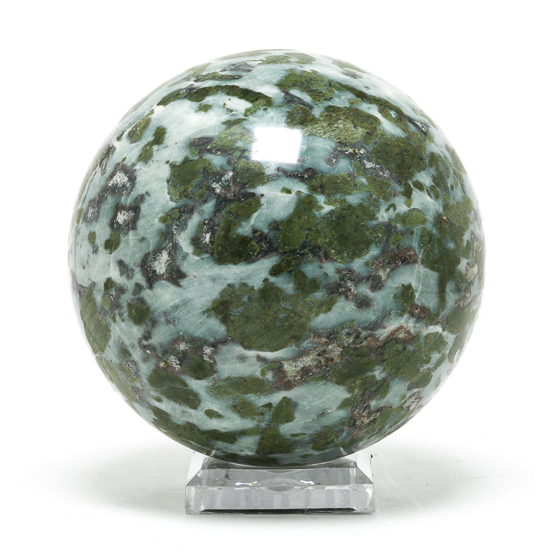 Smaragdite in Talc Polished Sphere from the Allalin Glacier, Valais, Switzerland | Venusrox
