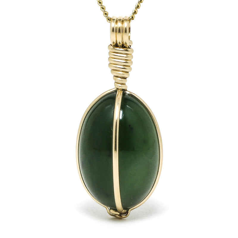 Green Nephrite Jade Polished Crystal Pendant from the Sayan Mountains, Russia | Venusrox