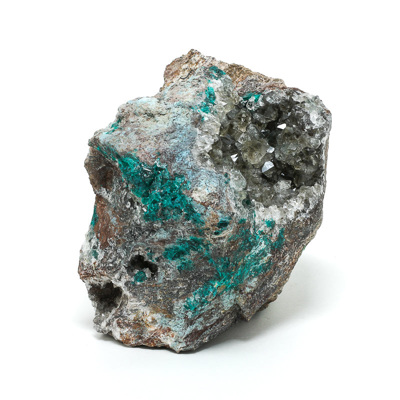 Dioptase with Quartz on Matrix Natural Crystal from the Democratic Republic of Congo |  Venusrox
