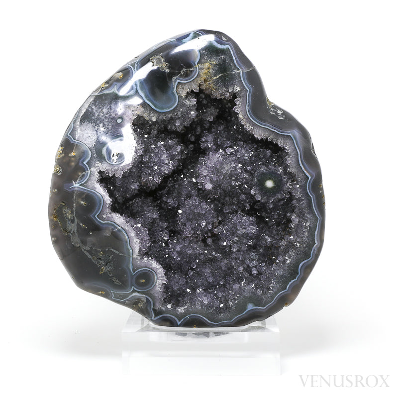 Amethyst with Agate Polished/Natural Cluster from Uruguay mounted on a bespoke stand | Venusrox