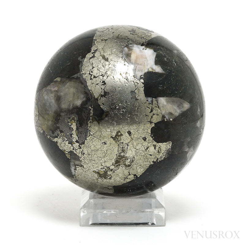 Diopside with Pyrite & Feldspar Polished Sphere from Madagascar | Venusrox