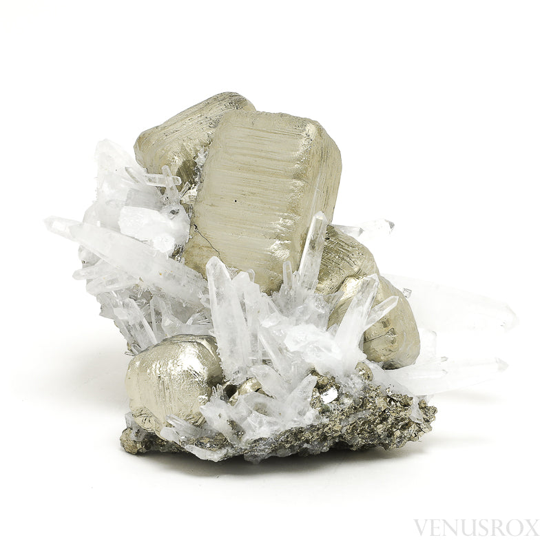 Pyrite with Quartz Natural Cluster from the Huanzala Mine, Huallanca District, Huanuco Department, Peru | Venusrox