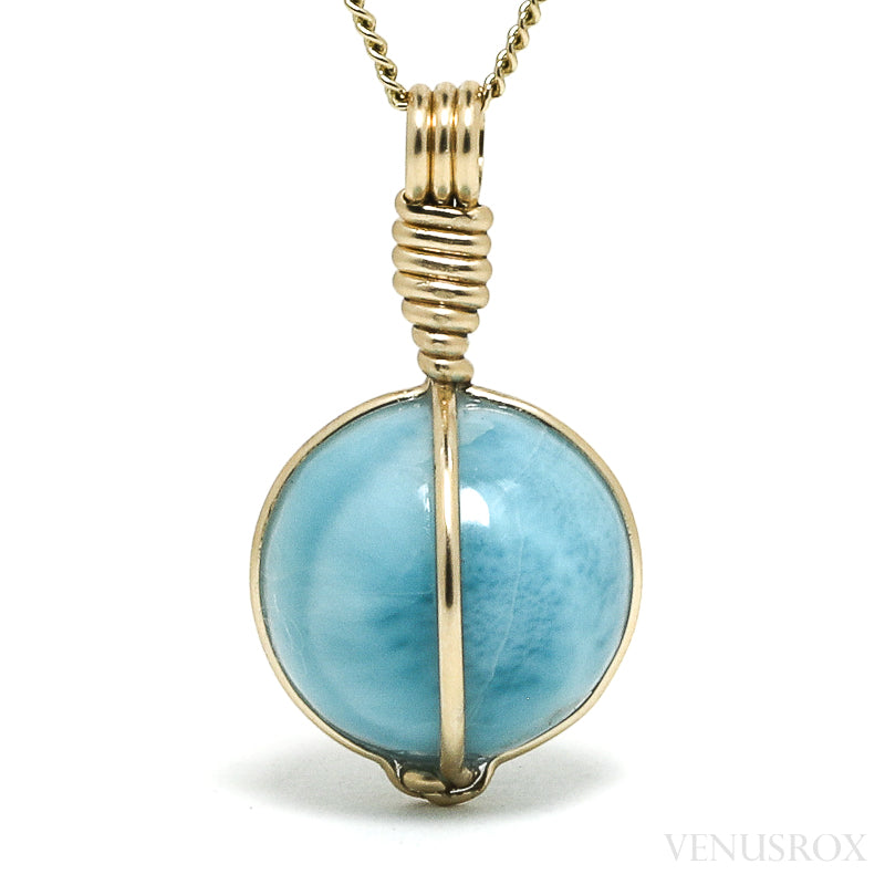 Larimar Polished Sphere Pendant from Dominican Republic, Caribbean Sea | Venusrox