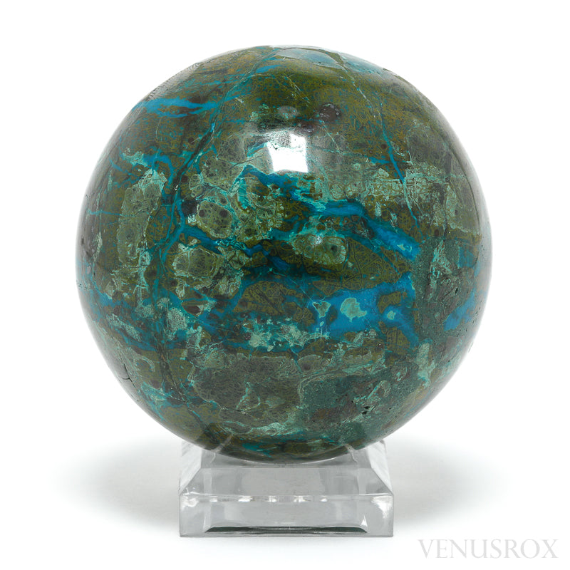 Chrysocolla with Malachite & Matrix Polished Sphere from Peru | Venusrox