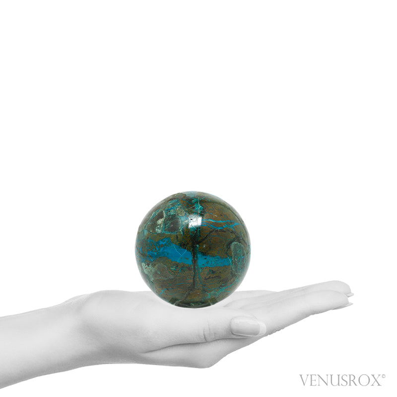 Chrysocolla with Malachite & Matrix Polished Sphere from Peru | Venusrox
