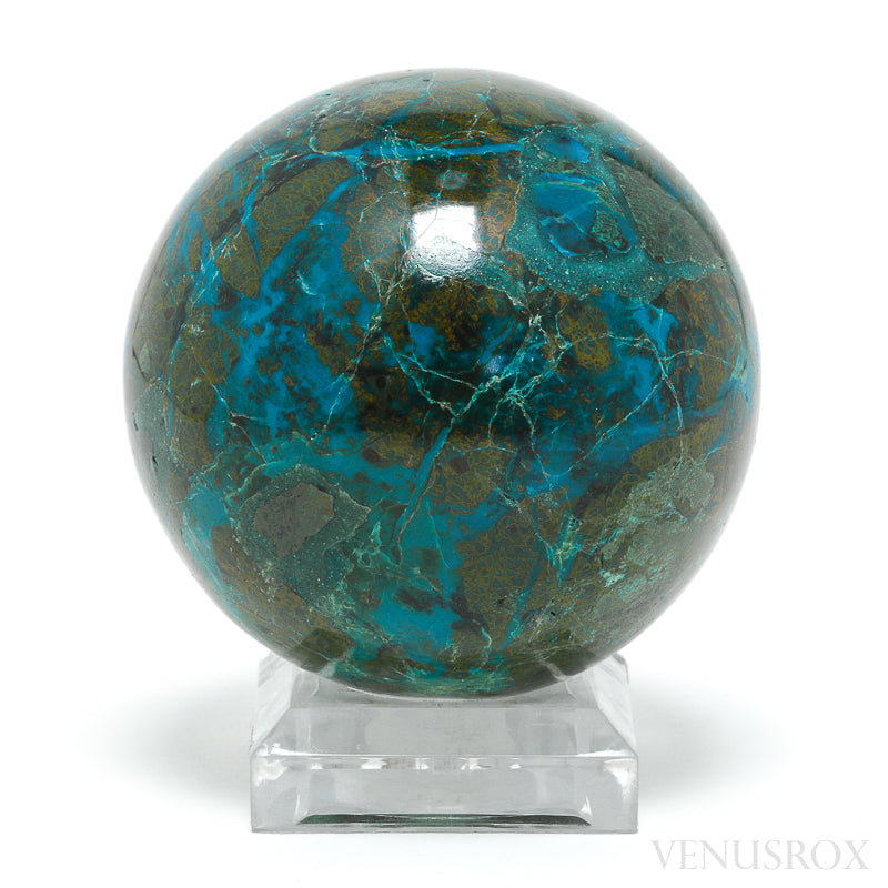 Chrysocolla with Malachite & Matrix Polished Sphere from Peru | Venusrox