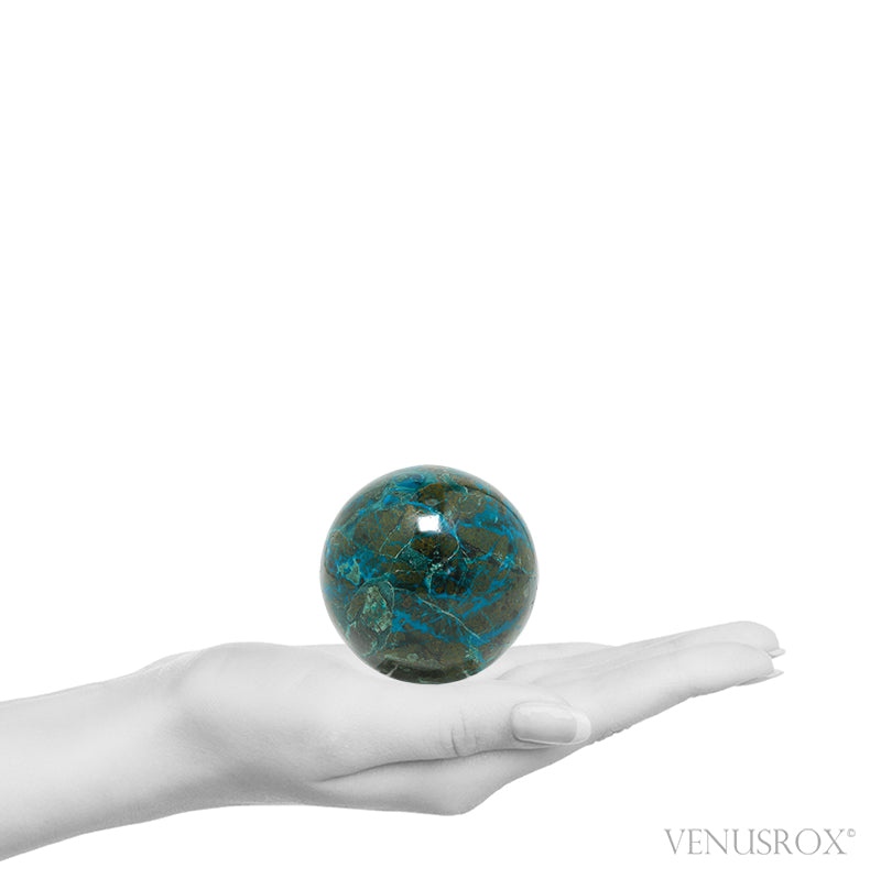 Chrysocolla with Malachite & Matrix Polished Sphere from Peru | Venusrox