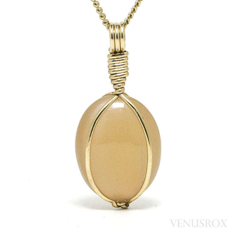 Peach Moonstone Polished Crystal Pendant from India | Venusrox