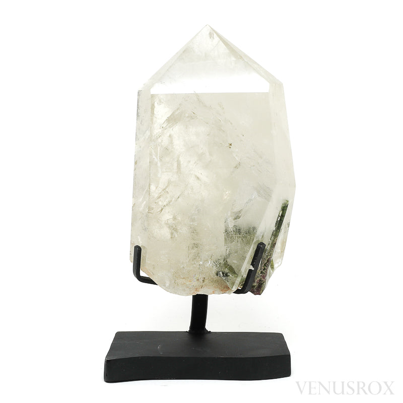 Citrine with Watermelon Tourmaline Part Polished/Part Natural Point from Brazil mounted on a stand | Venusrox