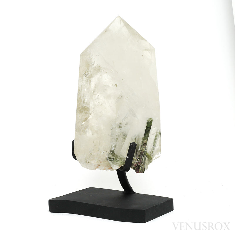Citrine with Watermelon Tourmaline Part Polished/Part Natural Point from Brazil mounted on a stand | Venusrox