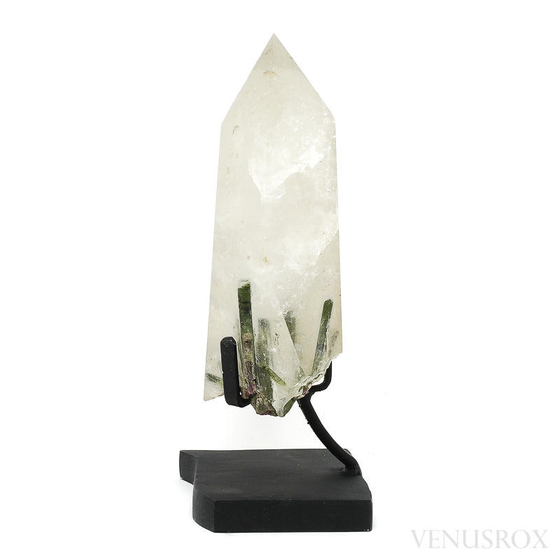 Citrine with Watermelon Tourmaline Part Polished/Part Natural Point from Brazil mounted on a stand | Venusrox