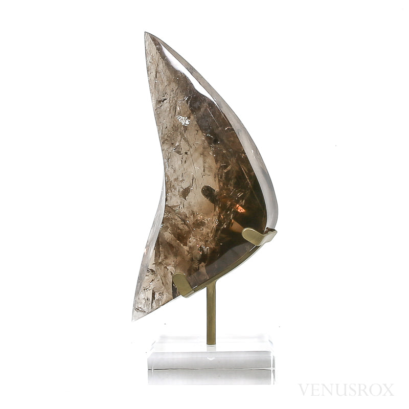 Rutilated Smoky Phantom Quartz Polished Crystal from Brazil mounted on a bespoke stand | Venusrox