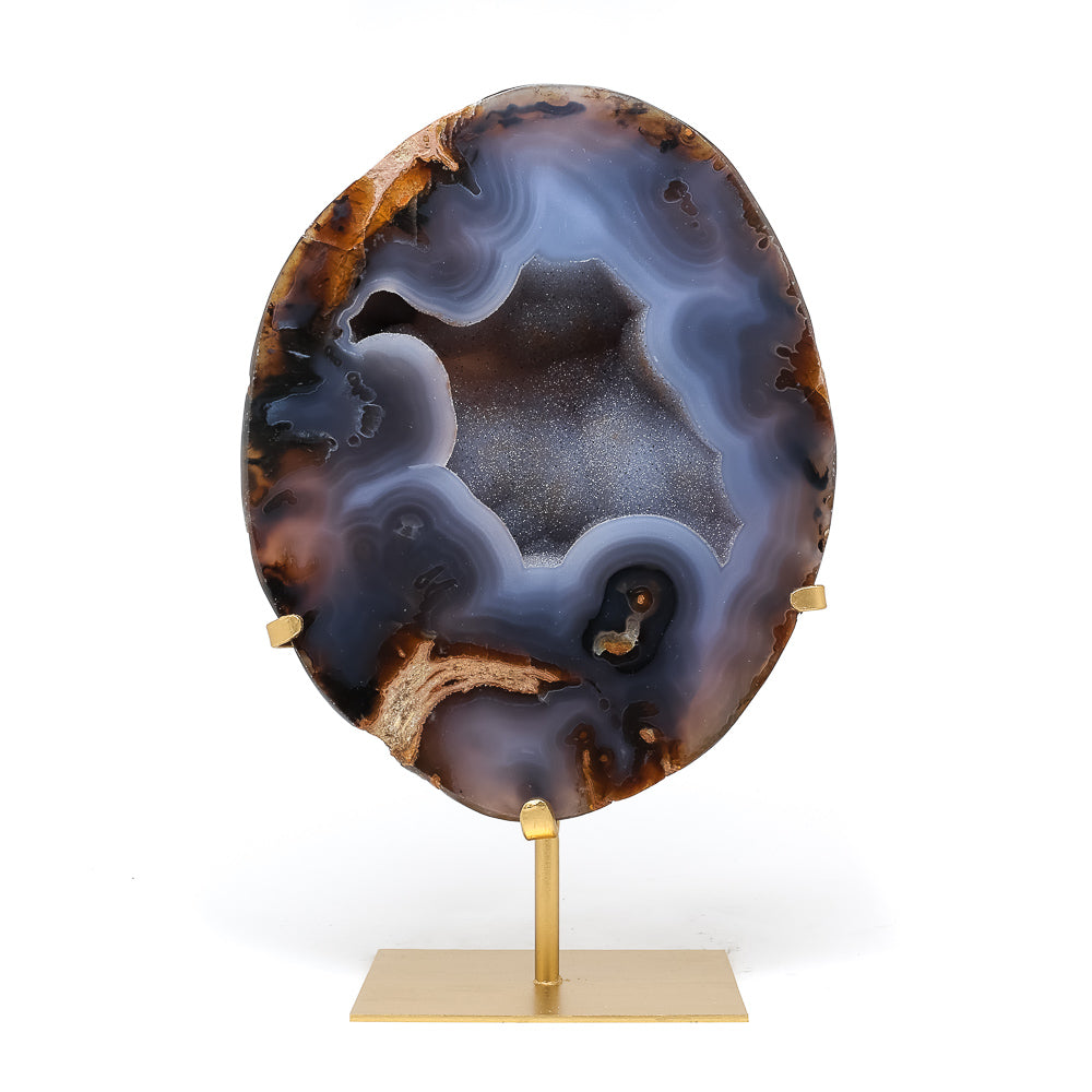 Agate with Clear Quartz Polished/Natural Crystal from Brazil | Venusrox