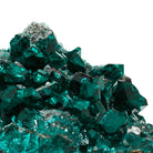 Dioptase with Calcite on Matrix Natural Cluster from Renéville, Kindanba District, Pool Department, Demacratic Republic of the Congo mounted on a bespoke stand | Venusrox