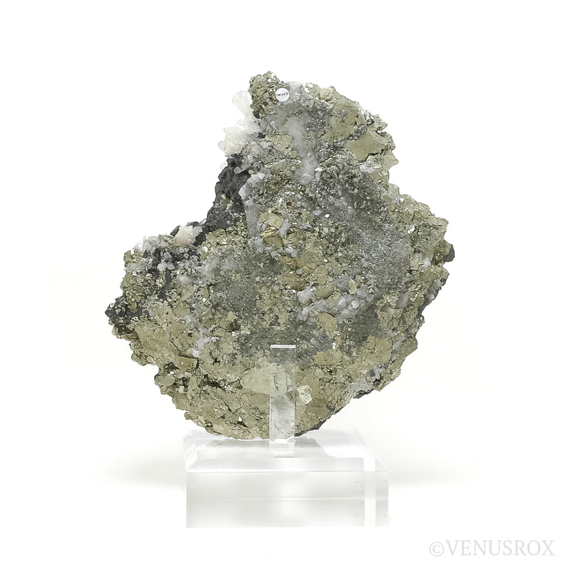 Pyrite with Clear Quartz & Sphalerite Natural Cluster from the Huanzala Mine, Huallanca District, Huanuco Department, Peru mounted on a bespoke stand | Venusrox