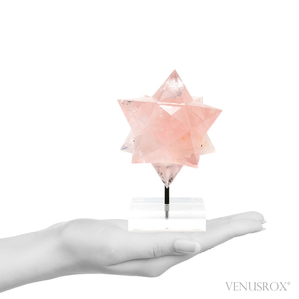 Rose Quartz Polished Star from Minas Gerais, Brazil, mounted on a bespoke stand | Venusrox