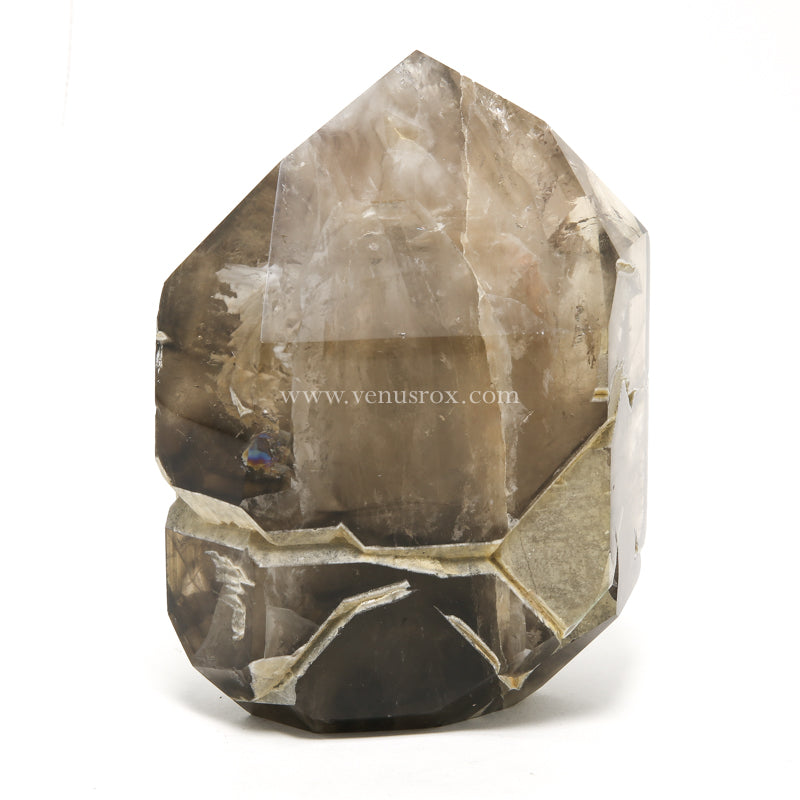 Smoky Phantom Elestial Quartz Part Polished/Part Natural Point from Brazil | Venusrox