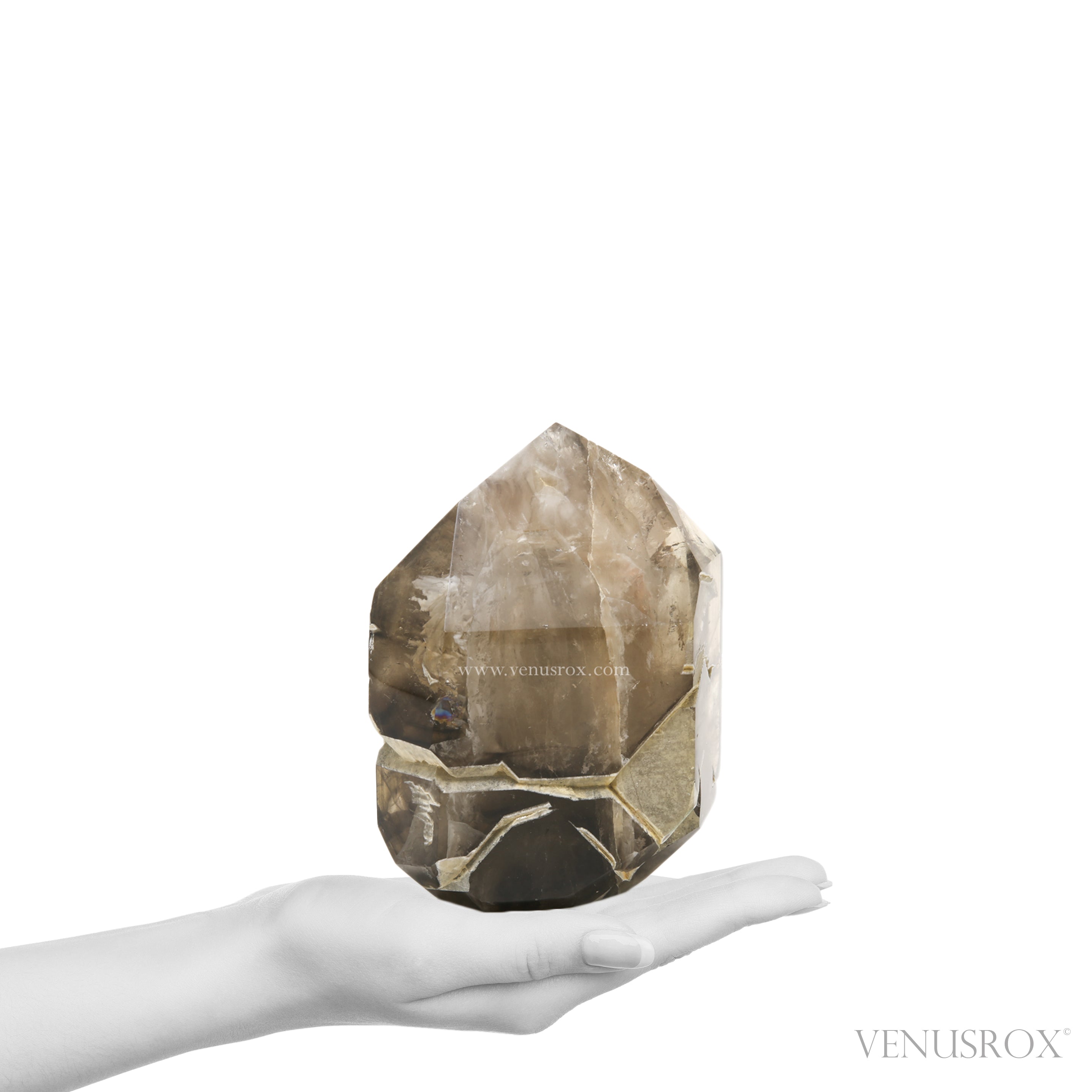 Smoky Phantom Elestial Quartz Part Polished/Part Natural Point from Brazil | Venusrox