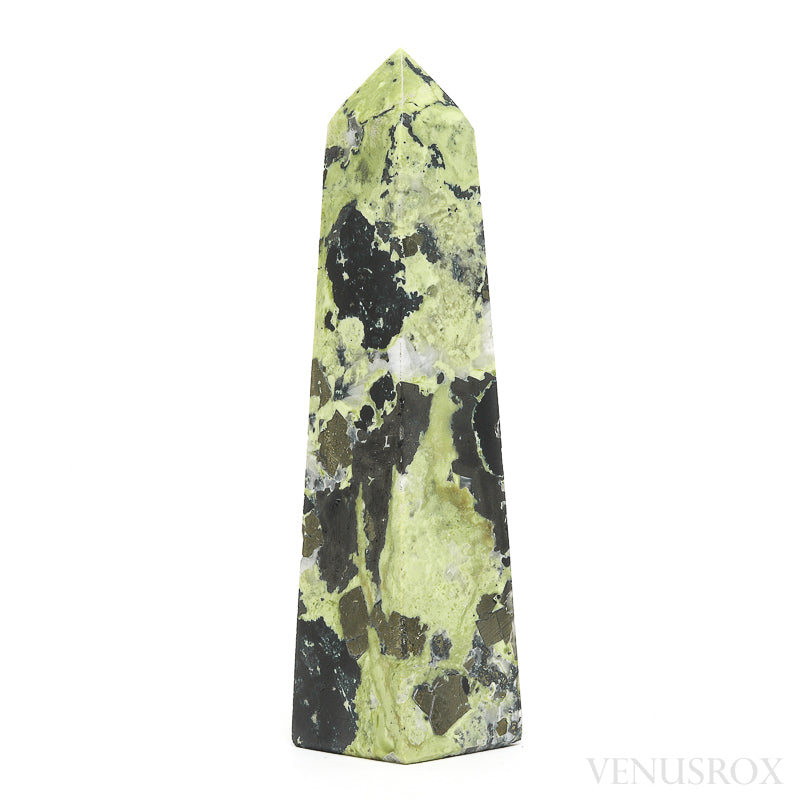 SERPENTINE WITH PYRITE POLISHED POINT