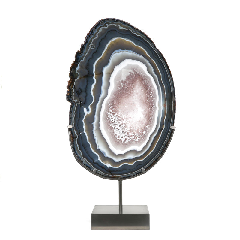 Agate with Amethyst Polished Slice from Brazil, mounted on a bespoke stand | Venusrox