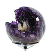 Amethyst with Calcite & Agate Geode Sphere from Brazil mounted on a stand | Venusrox