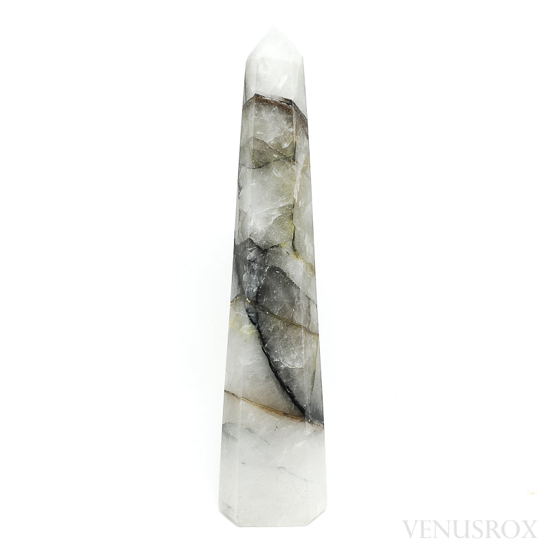 Opalised Chalcedony in Clear Quartz Polished Point from Brazil | Venusrox
