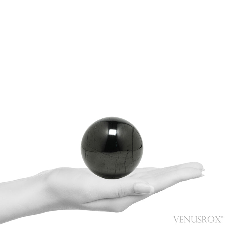 Shungite (Grade 2) Polished Sphere from Shunga, Karelia, Russia | Venusrox
