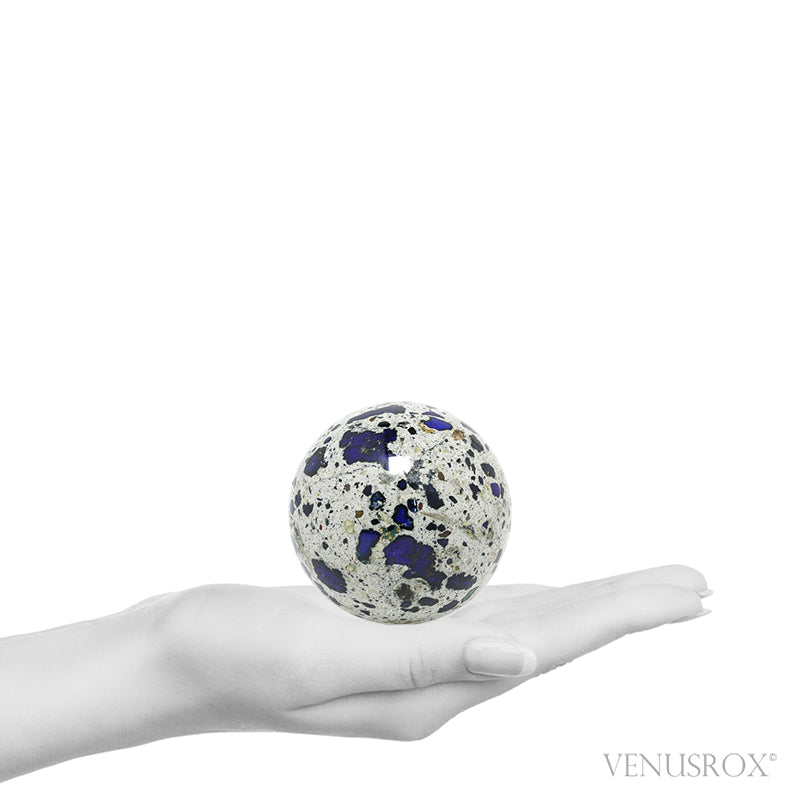 Azurite with Copper & Malachite in Matrix Sphere from the Altai Mountains, Siberia, Russia | Venusrox