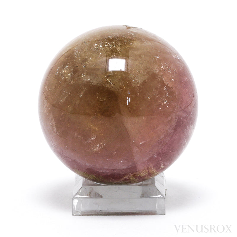 Pink & Yellow Cats Eye Tourmaline Polished Sphere from Tajikistan | Venusrox