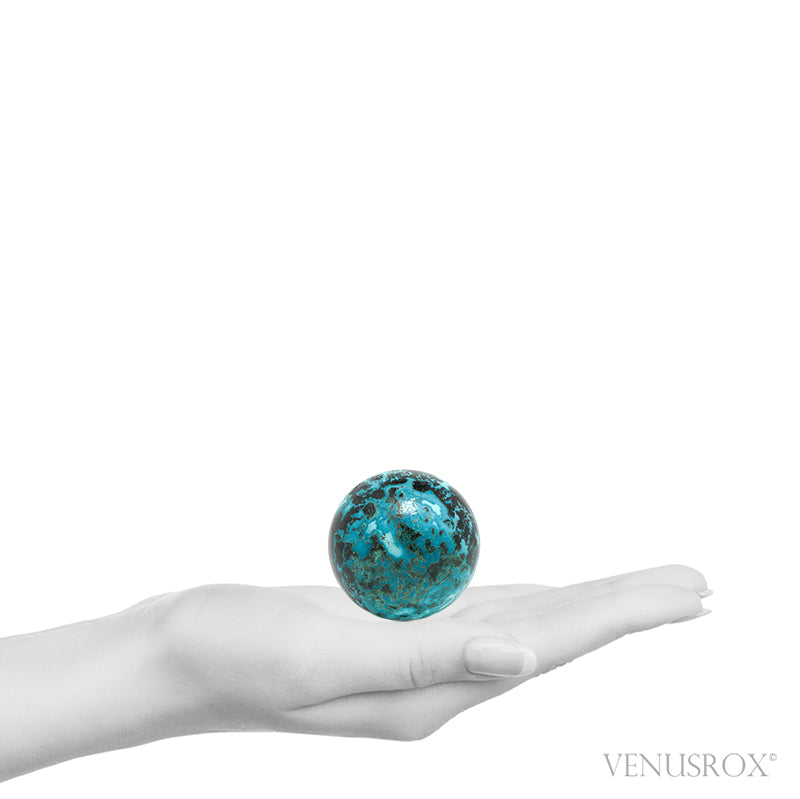 Chrysocolla with Cuprite & Malachite Polished Sphere from the Democratic Republic of Congo | Venusrox
