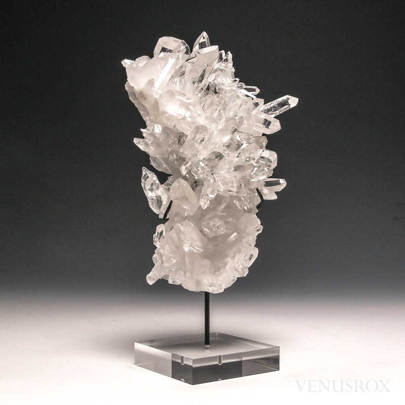 Clear Quartz Natural Cluster from Corinto, Minas Gerais, Brazil, mounted on a bespoke stand | Venusrox