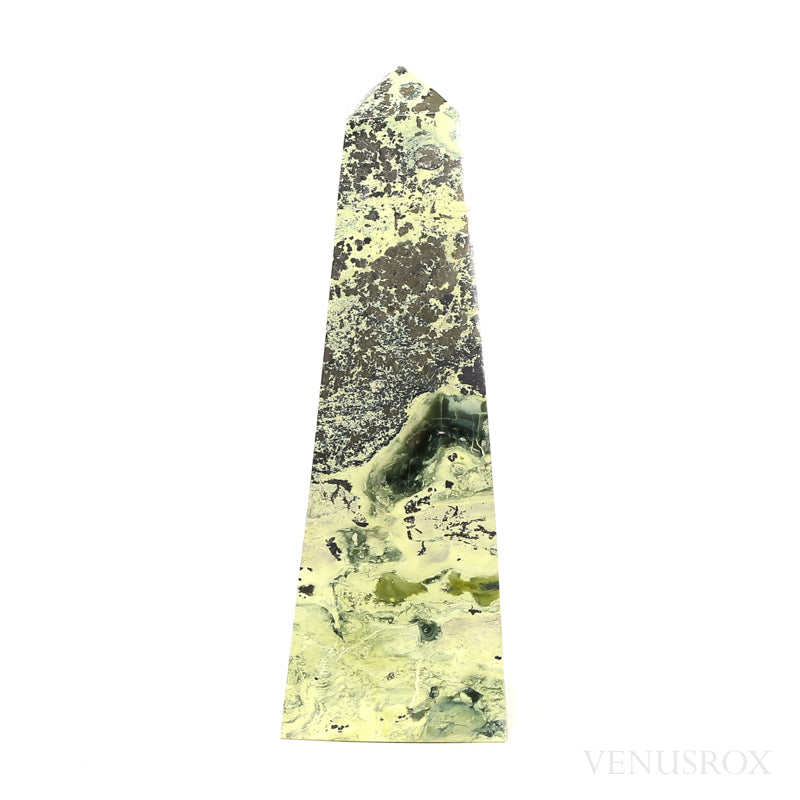 Serpentine with Pyrite Polished Point from Peru | Venusrox